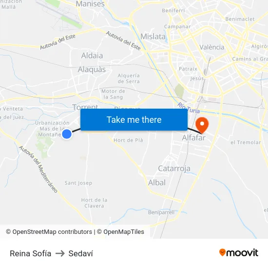 Reina Sofía to Sedaví map