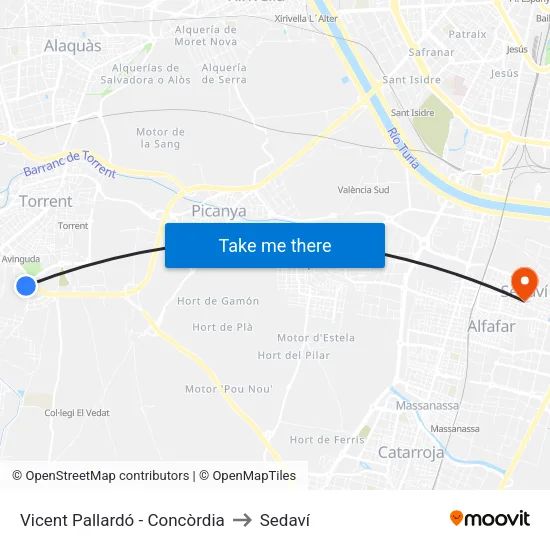 Vicente Pallardó - Concordia to Sedaví map