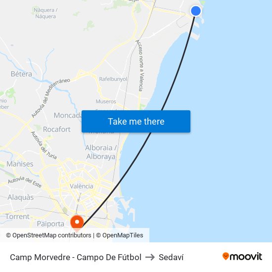 Camp Morvedre - Campo De Fútbol to Sedaví map