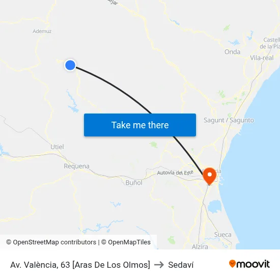 Av. València, 63 [Aras De Los Olmos] to Sedaví map