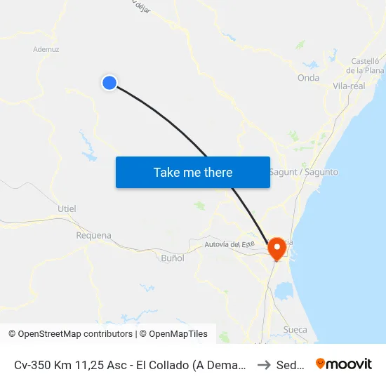 Cv-350 Km 11,25 Asc - El Collado (A Demanda) to Sedaví map