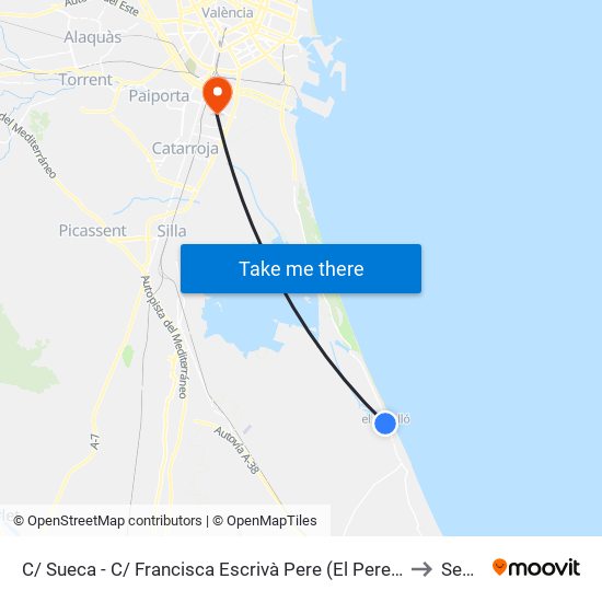 C/ Sueca - C/ Francisca Escrivà Pere (El Perelló) ) [València] to Sedaví map