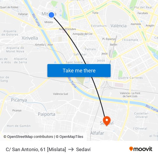 C/ San Antonio, 61 [Mislata] to Sedaví map