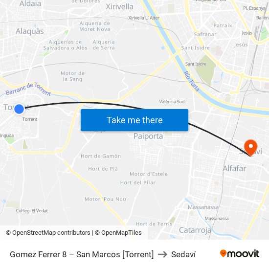 Gomez Ferrer 8 – San Marcos [Torrent] to Sedaví map