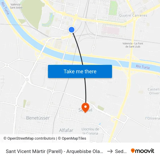 Sant Vicent Màrtir (Parell) - Arquebisbe Olaechea to Sedaví map