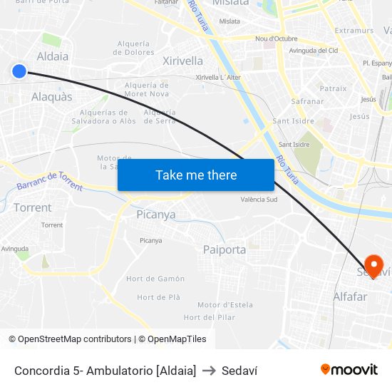 Concordia 5- Ambulatorio [Aldaia] to Sedaví map