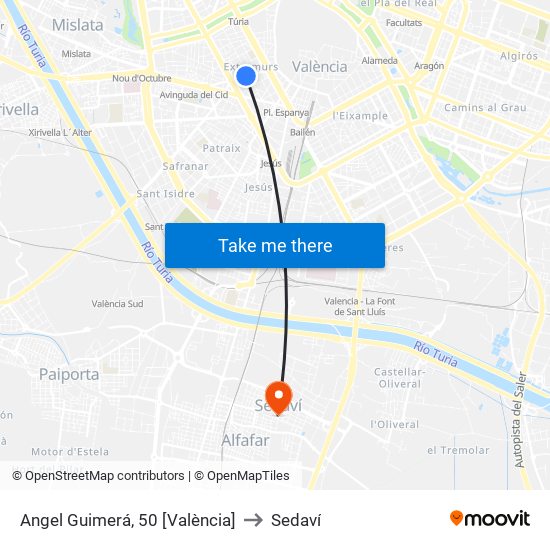 Angel Guimerá, 50 [València] to Sedaví map
