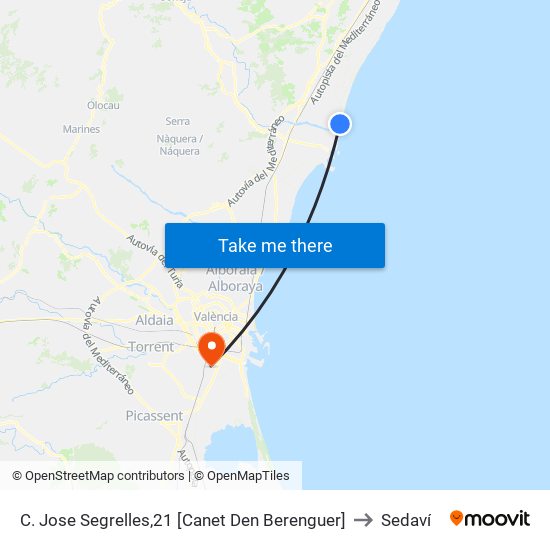 C. Jose Segrelles,21 [Canet Den Berenguer] to Sedaví map