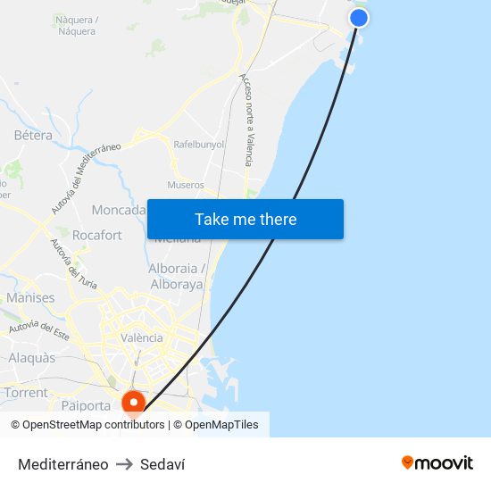 Mediterráneo to Sedaví map