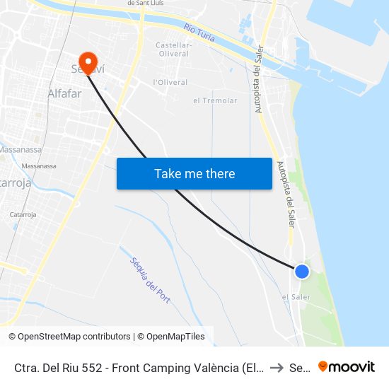 Ctra. Del Riu 552 - Front Camping València (El Saler) (El Saler) [València] to Sedaví map
