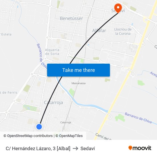 C/ Hernández Lázaro, 3 [Albal] to Sedaví map