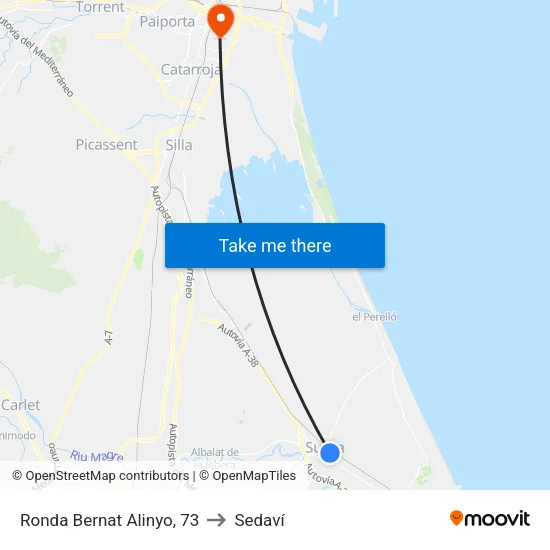 Ronda Bernat Alinyo, 73 to Sedaví map