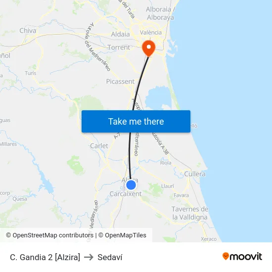 C. Gandia 2 [Alzira] to Sedaví map