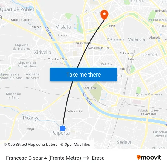 Francesc Ciscar 4 (Frente Metro) to Eresa map