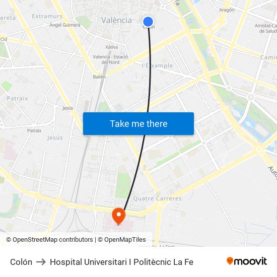 Colón to Hospital Universitari I Politècnic La Fe map