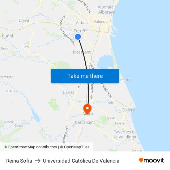 Reina Sofía to Universidad Católica De Valencia map