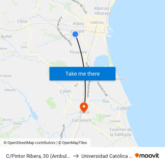 C/Pintor Ribera, 30 (Ambulatori) [Torrent] to Universidad Católica De Valencia map