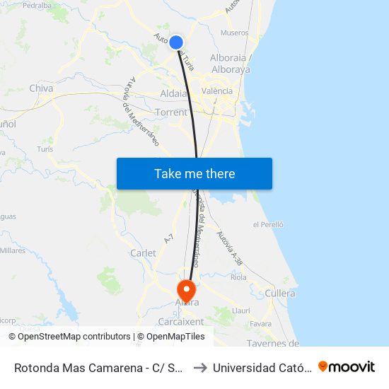 Rotonda Mas Camarena - C/ Soto De Camarena [Paterna] to Universidad Católica De Valencia map