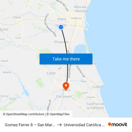 Gomez Ferrer 8 – San Marcos [Torrent] to Universidad Católica De Valencia map