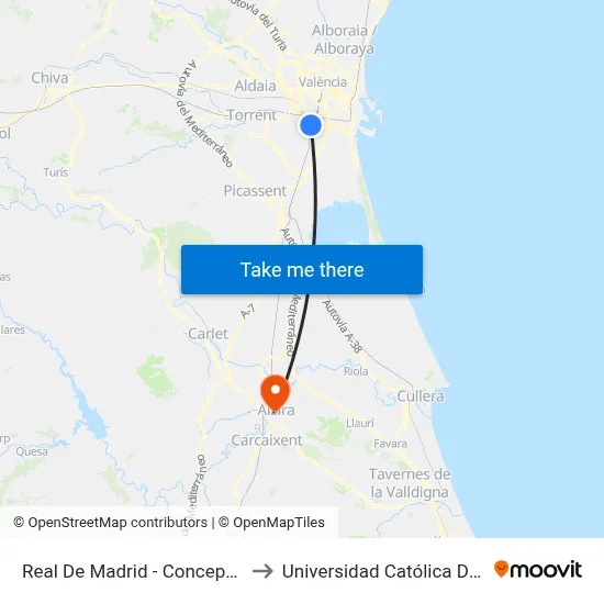Real De Madrid - Concepción Arenal to Universidad Católica De Valencia map