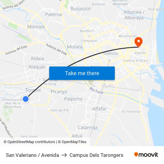 San Valeriano / Avenida to Campus Dels Tarongers map