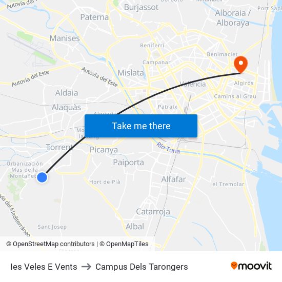 Ies Veles E Vents to Campus Dels Tarongers map