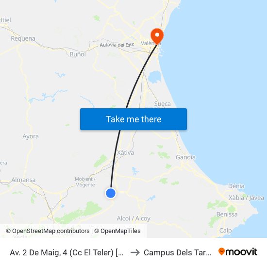Av. 2 De Maig, 4 (Cc El Teler) [Ontinyent] to Campus Dels Tarongers map