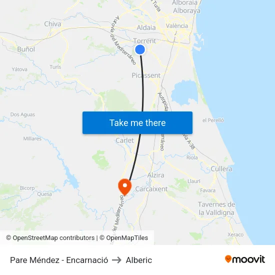 Pare Méndez - Encarnació to Alberic map