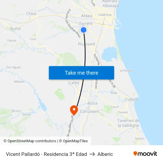 Vicent Pallardó - Residencia 3ª Edad to Alberic map