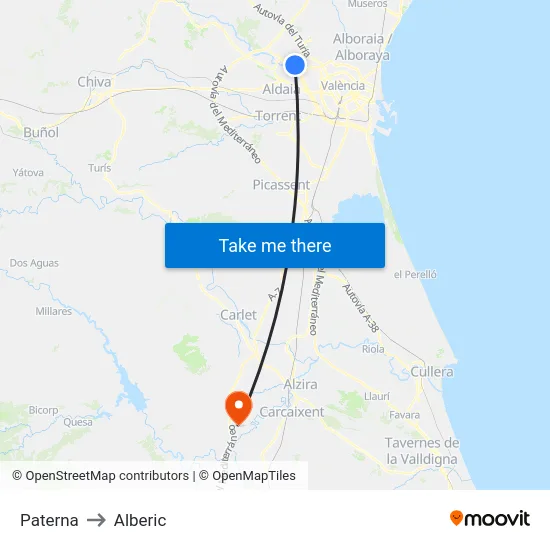 Paterna to Alberic map