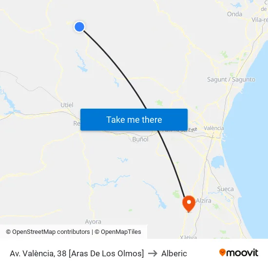 Av. València, 38 [Aras De Los Olmos] to Alberic map