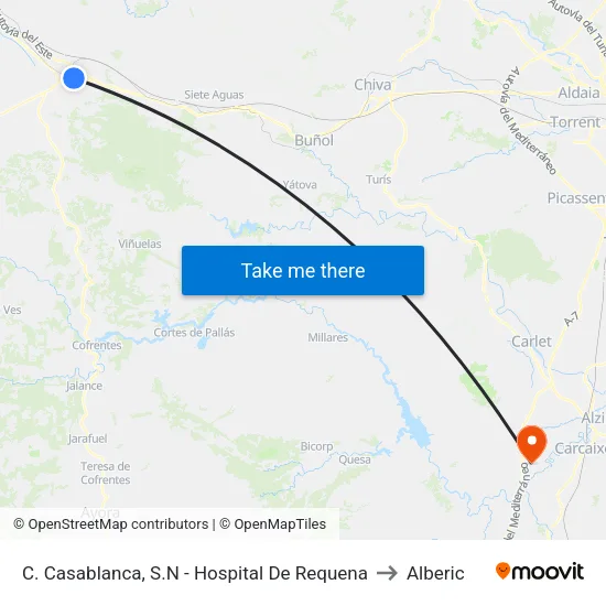 C. Casablanca, S.N - Hospital De Requena to Alberic map