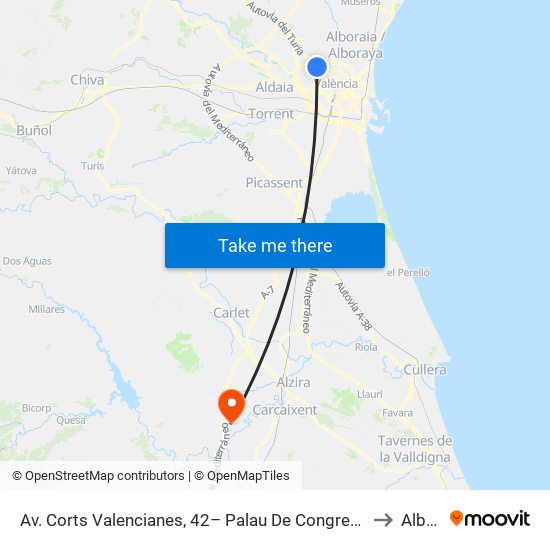 Av. Corts Valencianes, 42– Palau De Congressos [València] to Alberic map