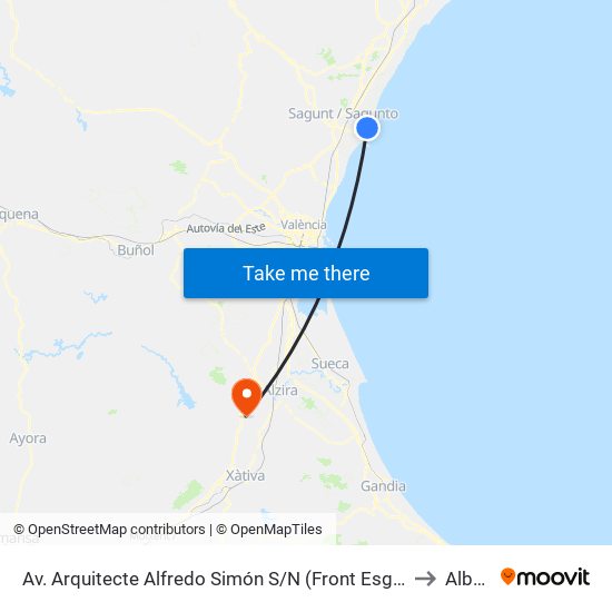 Av. Arquitecte Alfredo Simón S/N (Front Esglèsia) [Sagunt] to Alberic map