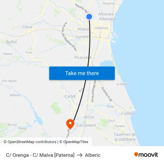 C/ Orenga - C/ Malva [Paterna] to Alberic map