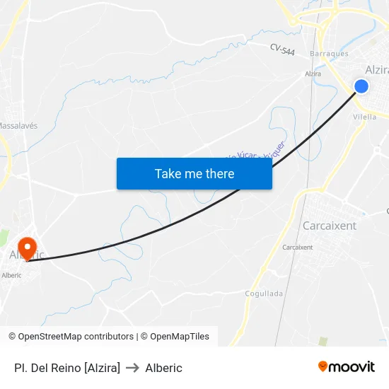 Pl. Del Reino [Alzira] to Alberic map