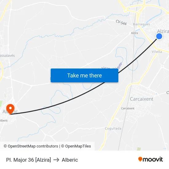 Pl. Major 36 [Alzira] to Alberic map