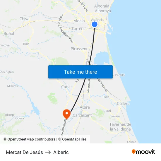 Mercat De Jesús to Alberic map