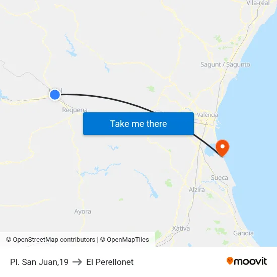 Pl. San Juan,19 to El Perellonet map