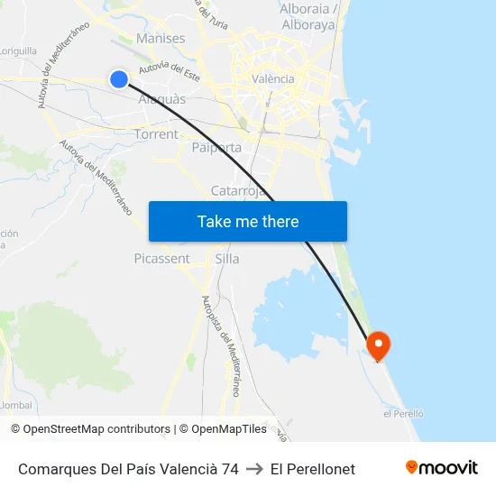 Comarques Del País Valencià 74 to El Perellonet map
