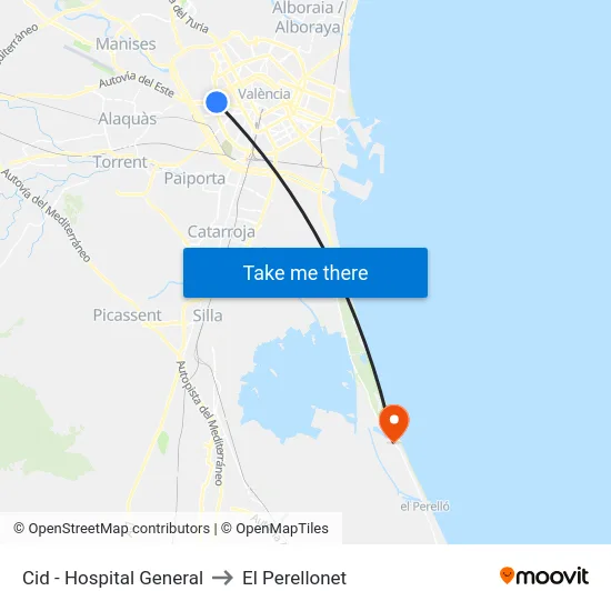 Cid - Hospital General to El Perellonet map
