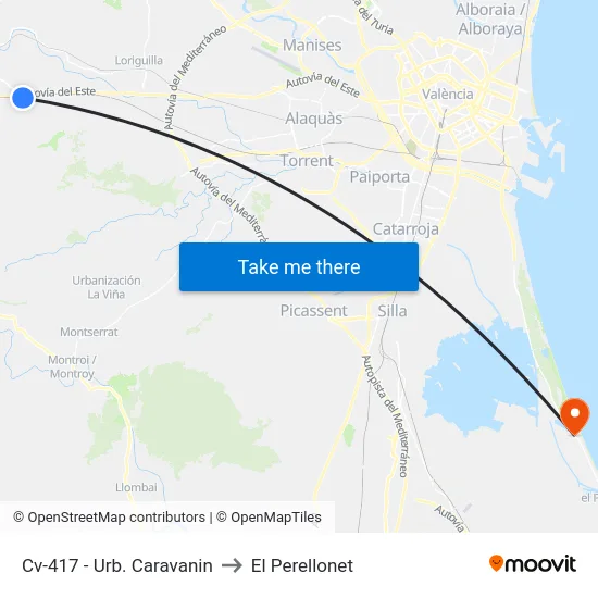 Cv-417 - Urb. Caravanin to El Perellonet map