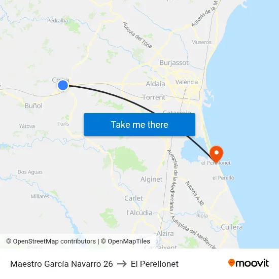 Maestro García Navarro 26 to El Perellonet map