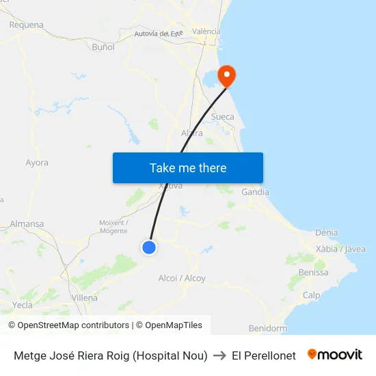Metge José Riera Roig (Hospital Nou) to El Perellonet map
