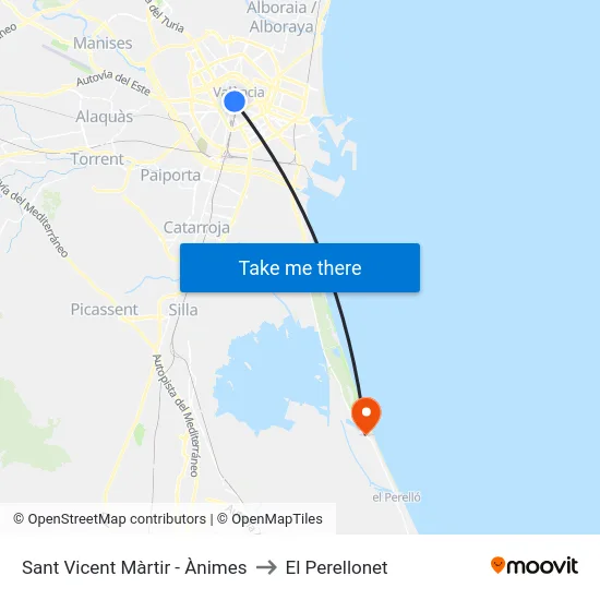 Sant Vicent Màrtir - Ànimes to El Perellonet map