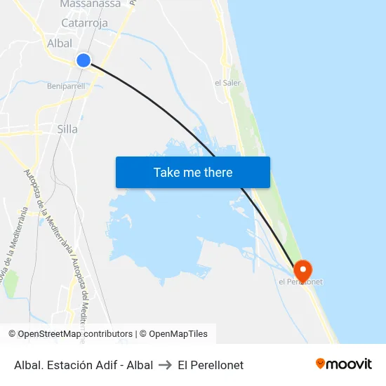 Albal. Estación Adif - Albal to El Perellonet map