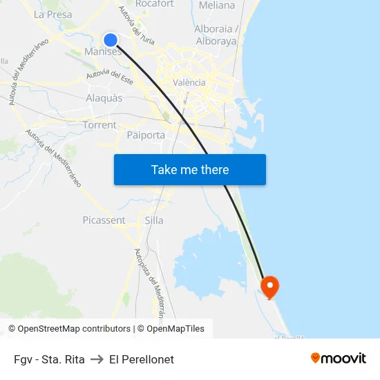 Fgv - Sta. Rita to El Perellonet map