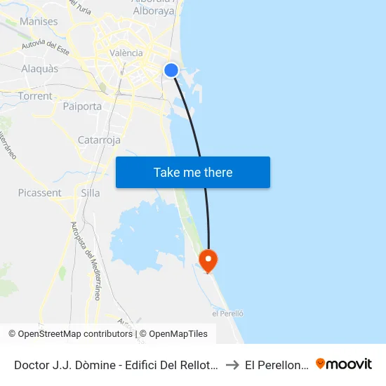 Doctor J.J. Dòmine  - Edifici Del Rellotge to El Perellonet map