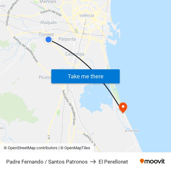 Padre Fernando / Santos Patronos to El Perellonet map