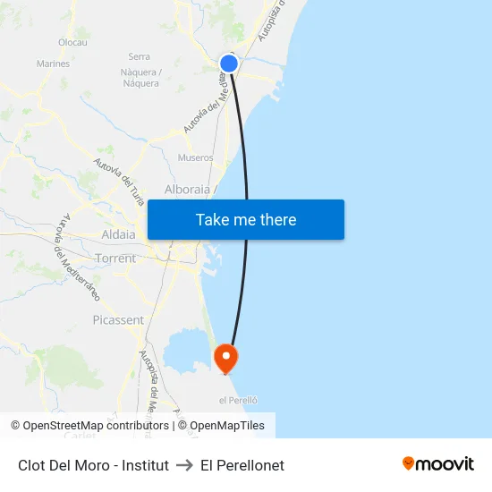 Clot Del Moro - Institut to El Perellonet map